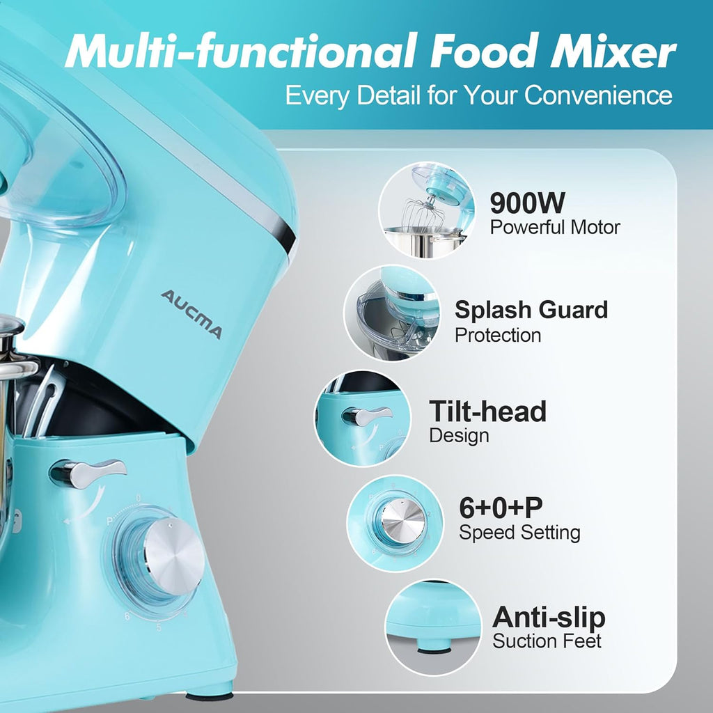 Aucma Stand Mixer,6.5-QT 660W 6-Speed Tilt-Head Food Mixer, Kitchen Electric Mixer with Dough Hook wourant