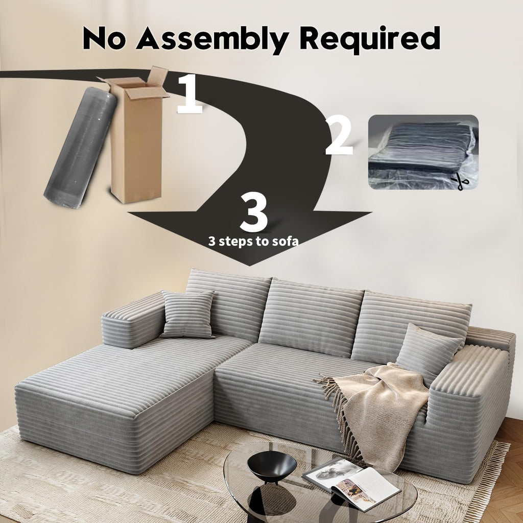 107.5" Cloud Modular Sectional Sofa Couch with L-Shape Chaise,Modern Minimalist Upholstered Couches wourant