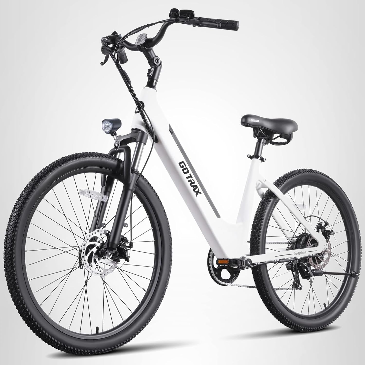 Gotrax Dolphin 26" Electric Bike Max Range 30 Miles vs 20Mph Power by Peak 500W wourant