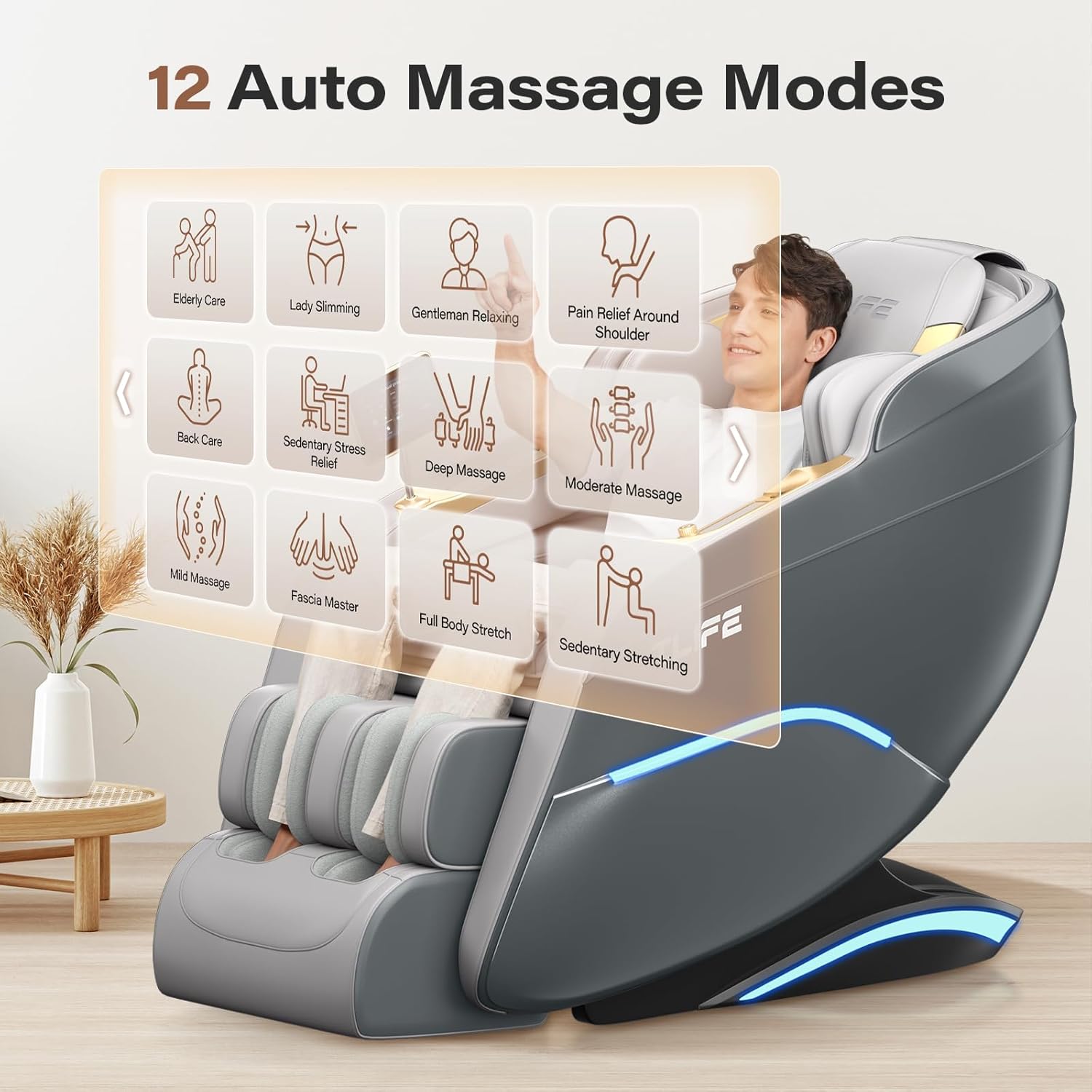 Full Body Massage Chair, 160° Zero Gravity Recliner with Body Scan, 50" SL Track Shiatsu Massage Chair, Spot Massage, Foot Roller wourant
