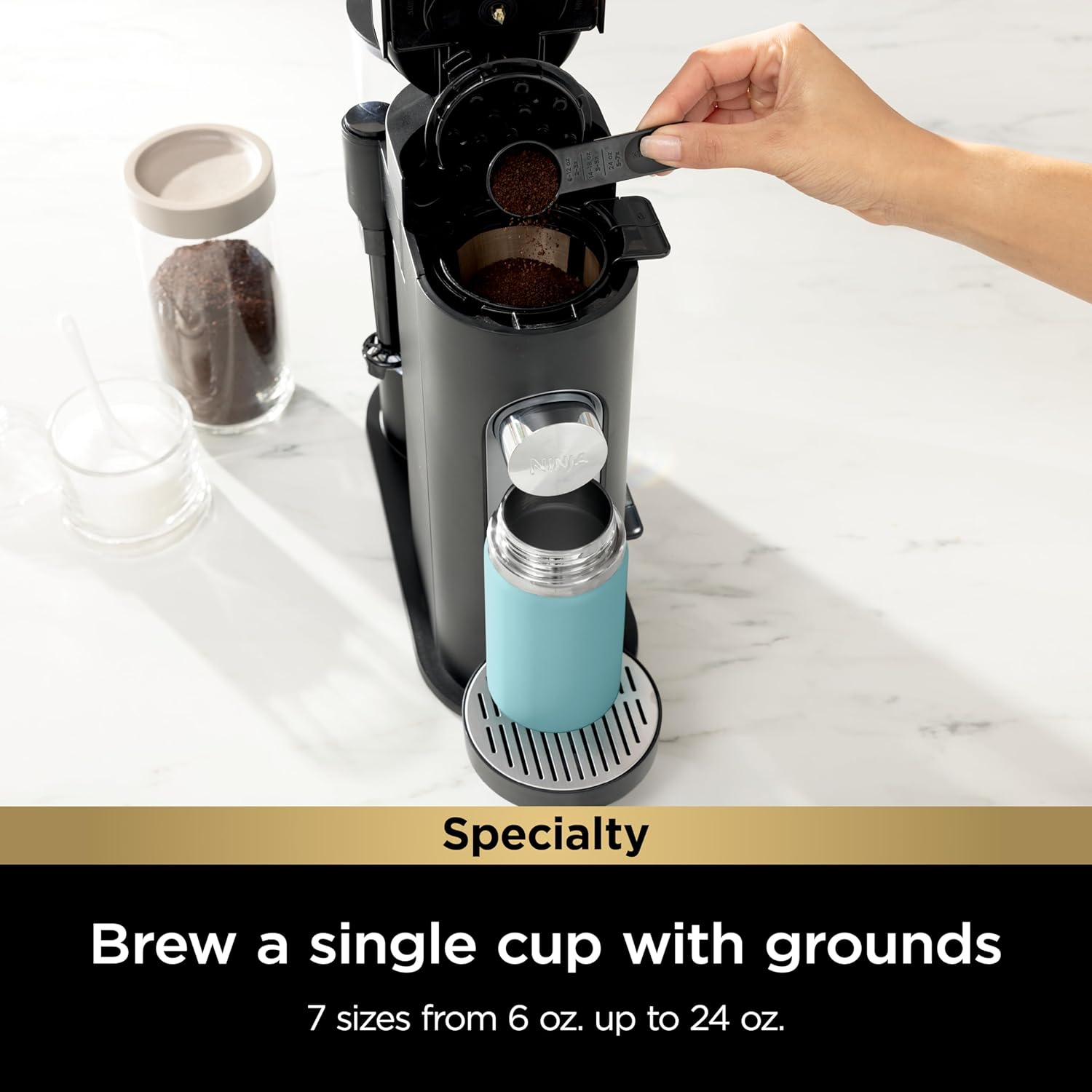 Ninja Pod & Grounds Single-Serve Coffee Maker 56-oz. Reservoir Stone PB051ST wourant