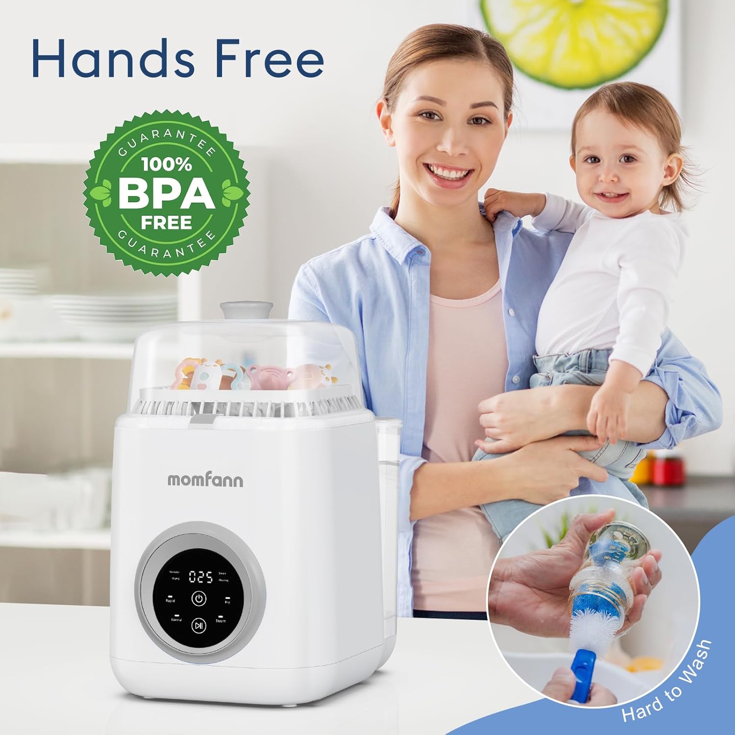 Baby Bottle Washer-19 Min Rapid Wash, Sterilizer and Dryer, All-in-One Cleaner, Bottles, Pump Parts & Baby Essentials wourant