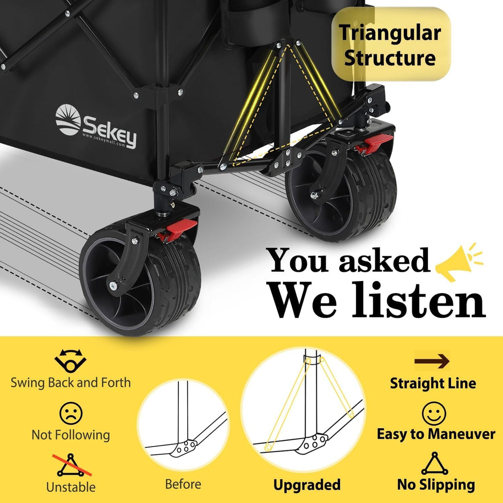 Sekey 48 Inch Long Foldable Extended Travel Cart, 440 Lbs Load Capacity, Heavy Duty 300 Liter Folding Multi-Purpose Garden Cart wourant