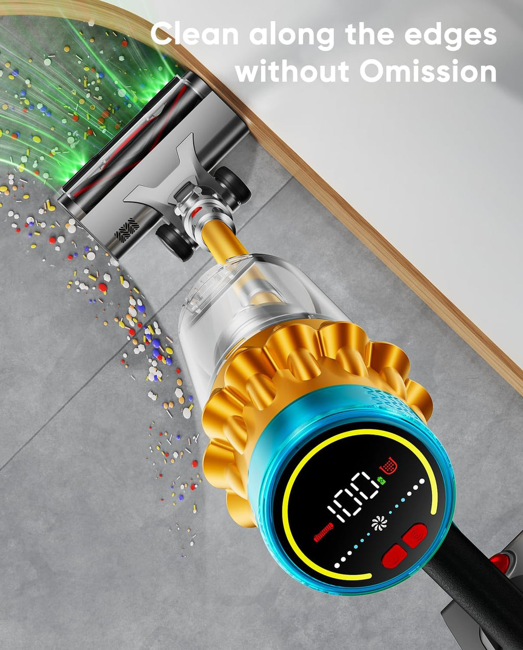 Cordless Vacuum Cleaner, 650W/55KPA/70 Mins Vacuum Cleaners for Home with Self-Standing, Anti-Tangle Brush, Smart Display and 1.8L Cup Cordless Stick Vacuum Cleaner for Pet Hair/Carpets woonhhop