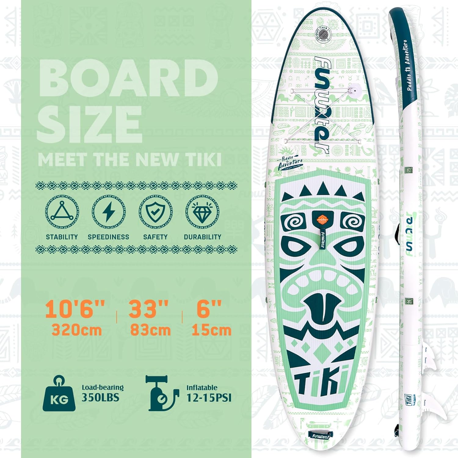 FunWater Inflatable Stand Up Paddle Board with Premium SUP Paddle Accessories, Non-Slip EVA Deck, 11'/10'6' Paddle wourant