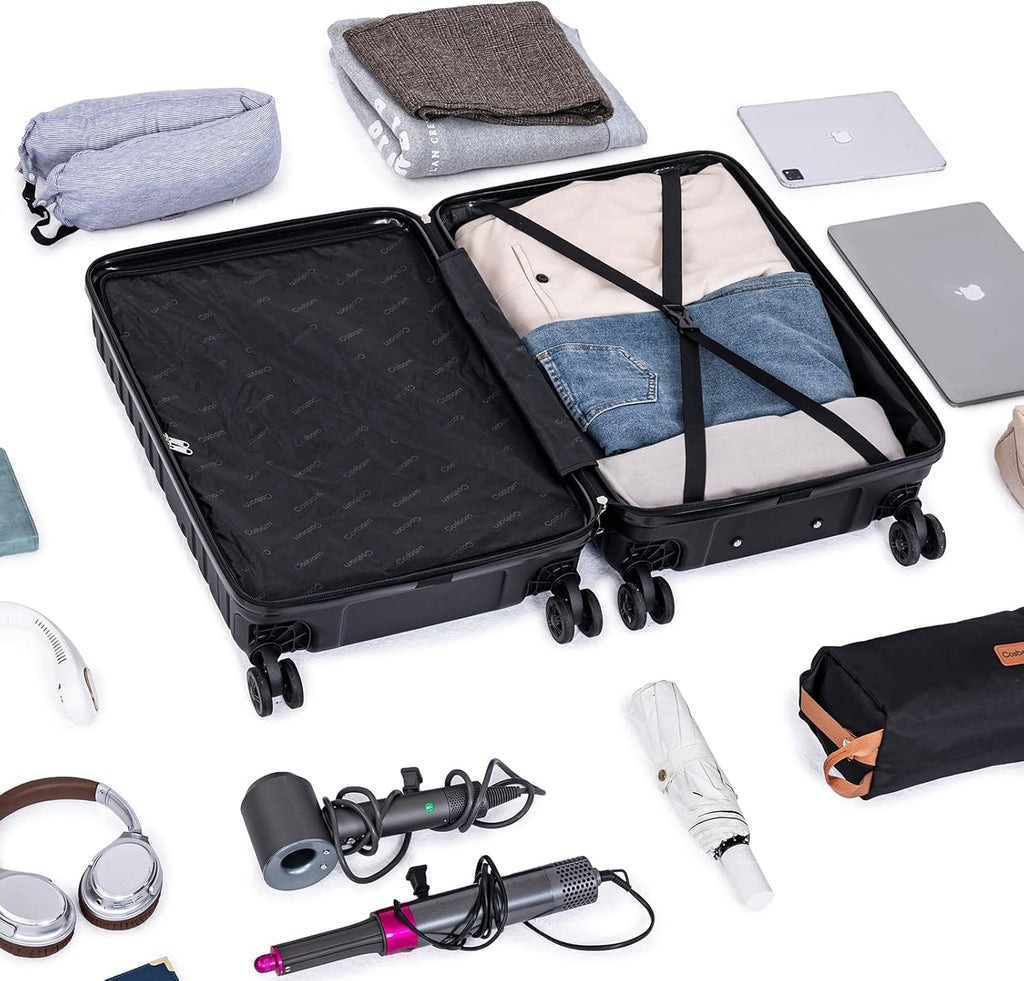 5-piece luggage set with wheels, ABS hardshell suitcase with spinner wheels wourant