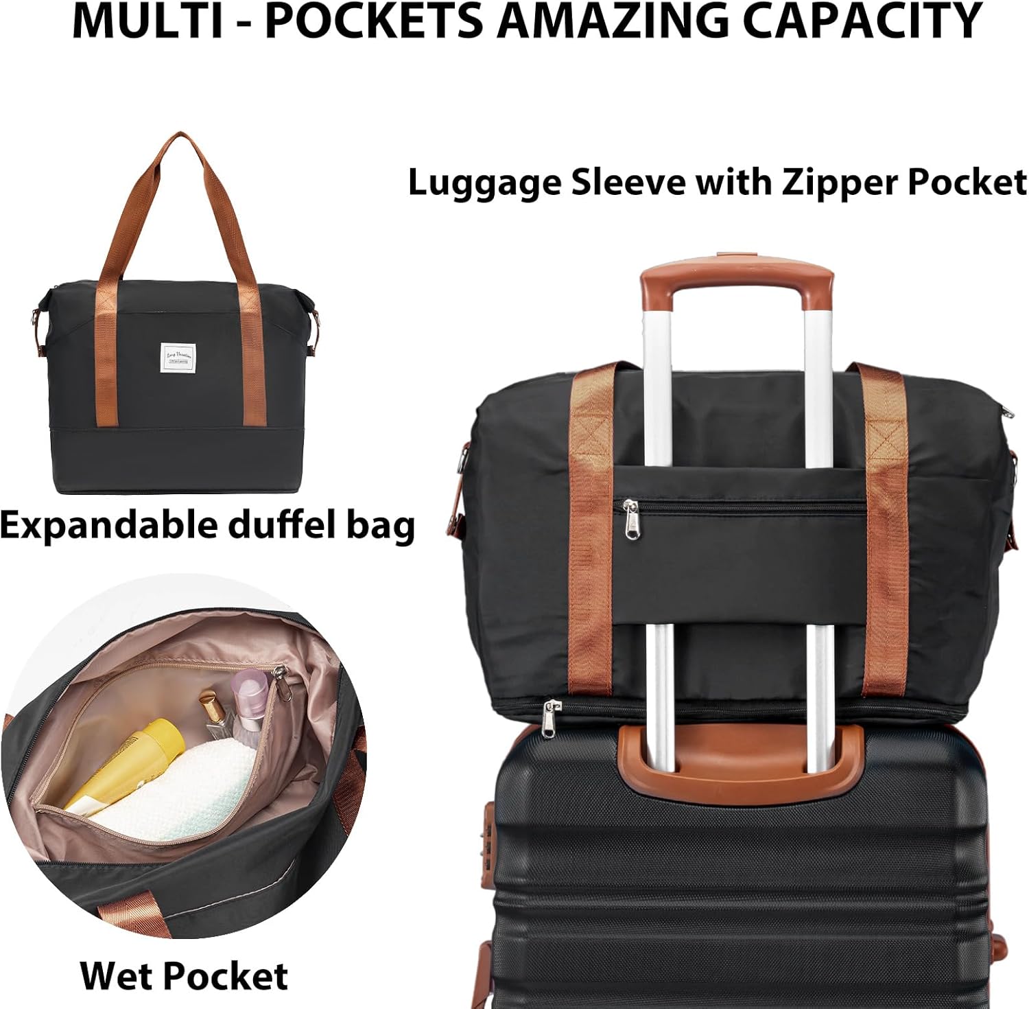 LONG VACATION 6 Piece Luggage Set Carry on Suitcase with ABS+PC hardshell, Spinner Wheels & YKK Zipper TSA Lock wourant