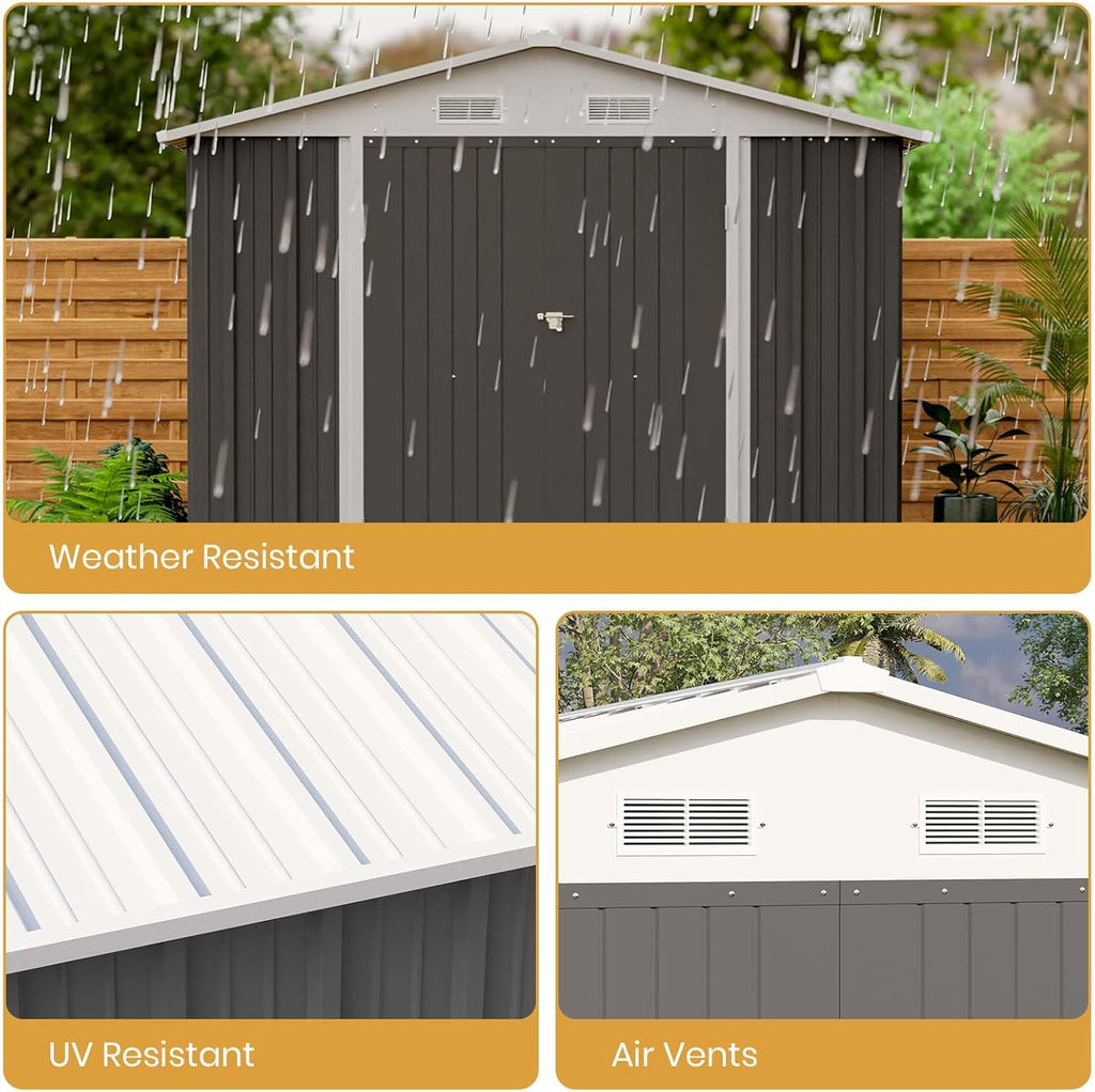 Patiowell 5x3 FT Outdoor Storage Shed Tool Shed with Sloping Roof and Lockable Door Metal Shed wourant