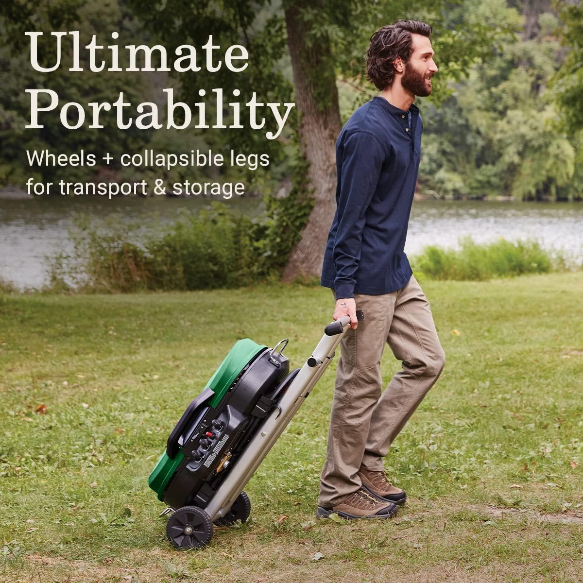 RoadTrip 285 Portable Stand-Up Propane Grill with 3 Adjustable Burners & Instastart Ignition, 20,000 BTUs of Power for Outdoor Cooking, Camping, Tailgating, Grilling, BBQs, & More wourant