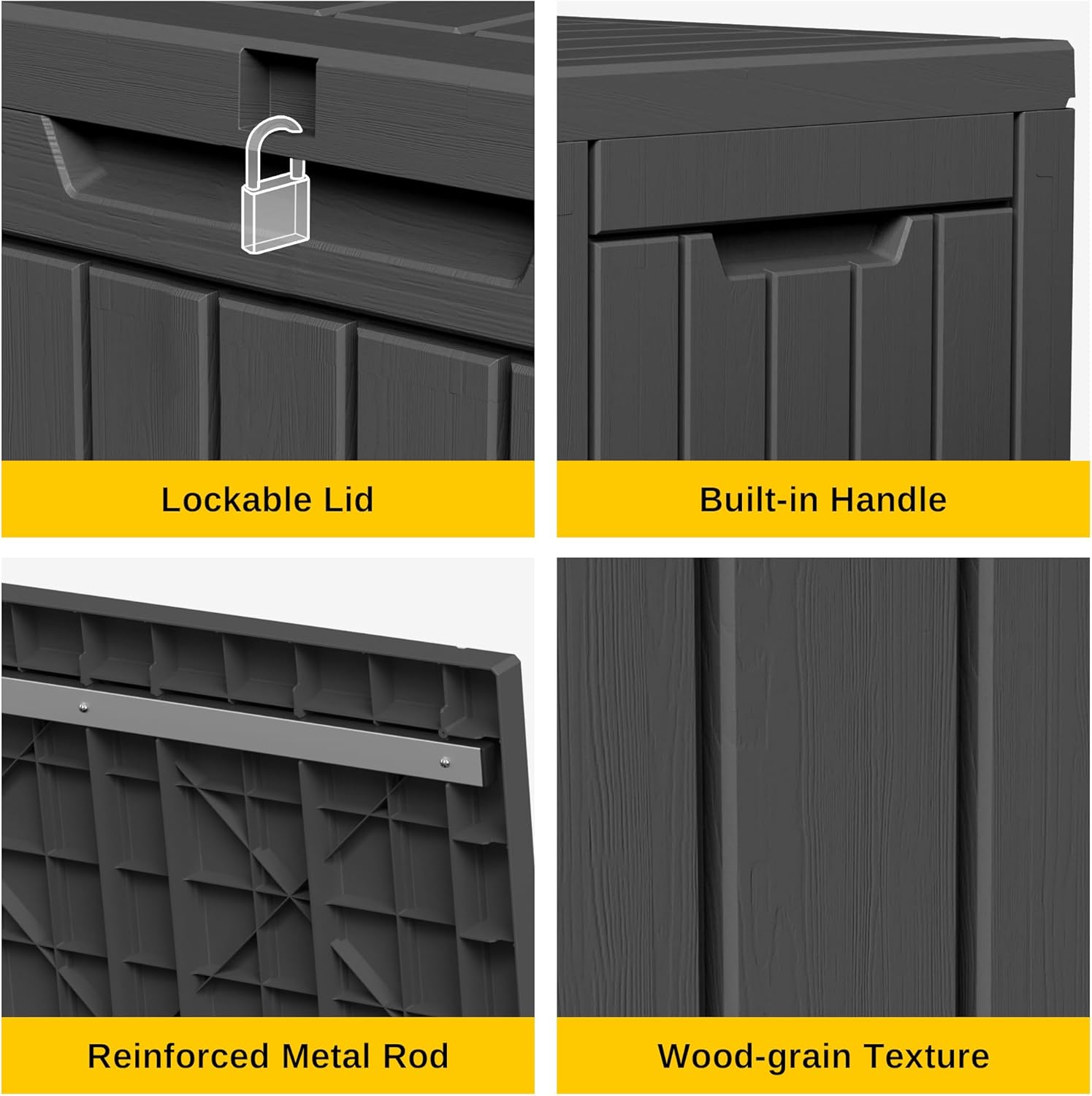 EAST OAK Outdoor Storage Box, 60 Gallon Deck Box Indoor and Outdoor Use, Waterproof Resin Storage Bin wourant