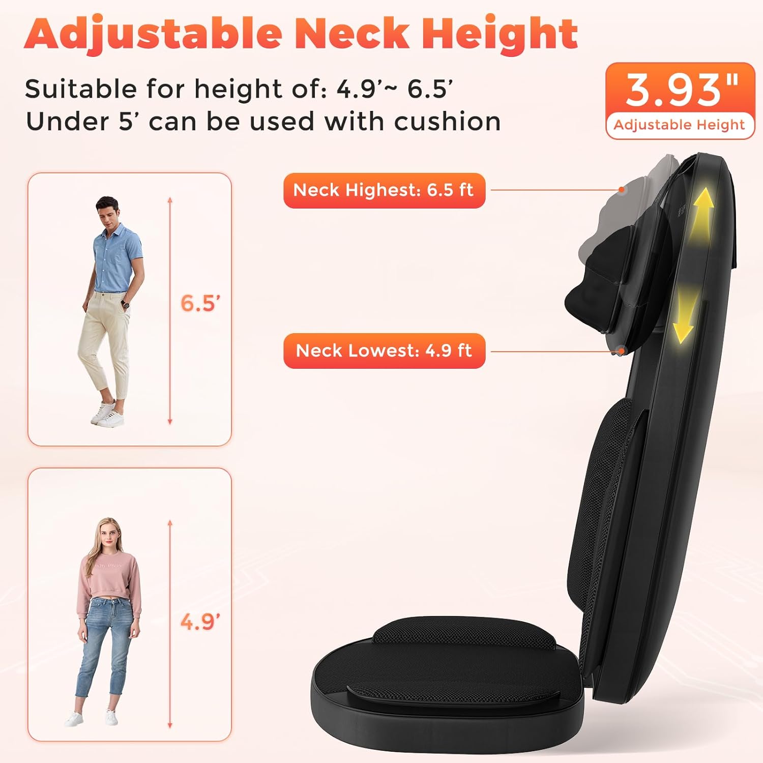 Shiatsu Neck and Back Massager with Heat, 4D Kneading Back Massager for Pain Relief Deep Tissue, Comfortable Back Massage for Chair, Massager for Home Office, Christmas Gifts for Women Men Parents wourant