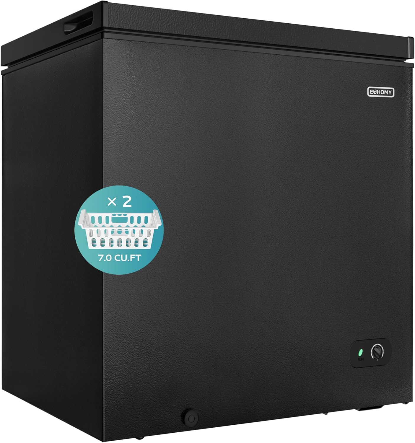 EUHOMY 3.5 Cu.Ft Chest Freezer with Removable Basket, Small Deep Freezer Adjustable 7 Thermostat, Quiet Mini Freezer Free-Standing Top Door, Energy Saving for Apartment/Garage/Basement/Dorm/Home,Black wourant
