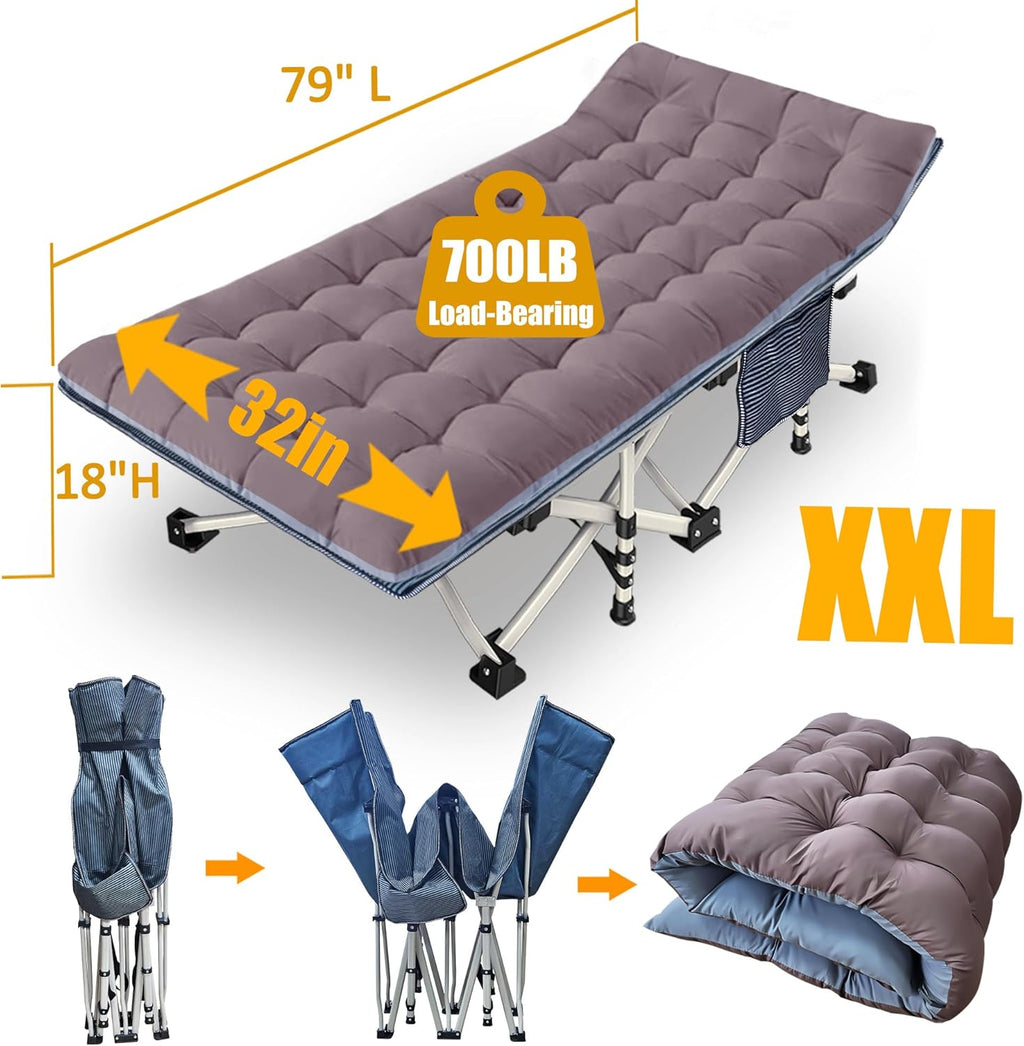 2 Pack Camping Cot with Mattress Comfortable Cot Bed Folding Cot Heavy Duty Cots for Sleeping with Carry Bag for Adults Kids Guest Bed Outdoor Indoor Home wourant