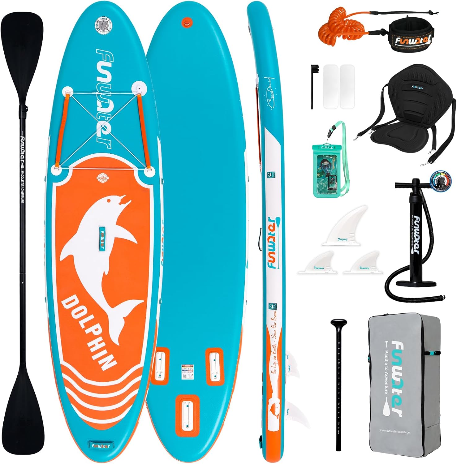 FunWater Inflatable Stand Up Paddle Board with Premium SUP Paddle Accessories, Non-Slip EVA Deck, 11'/10'6' Paddle wourant