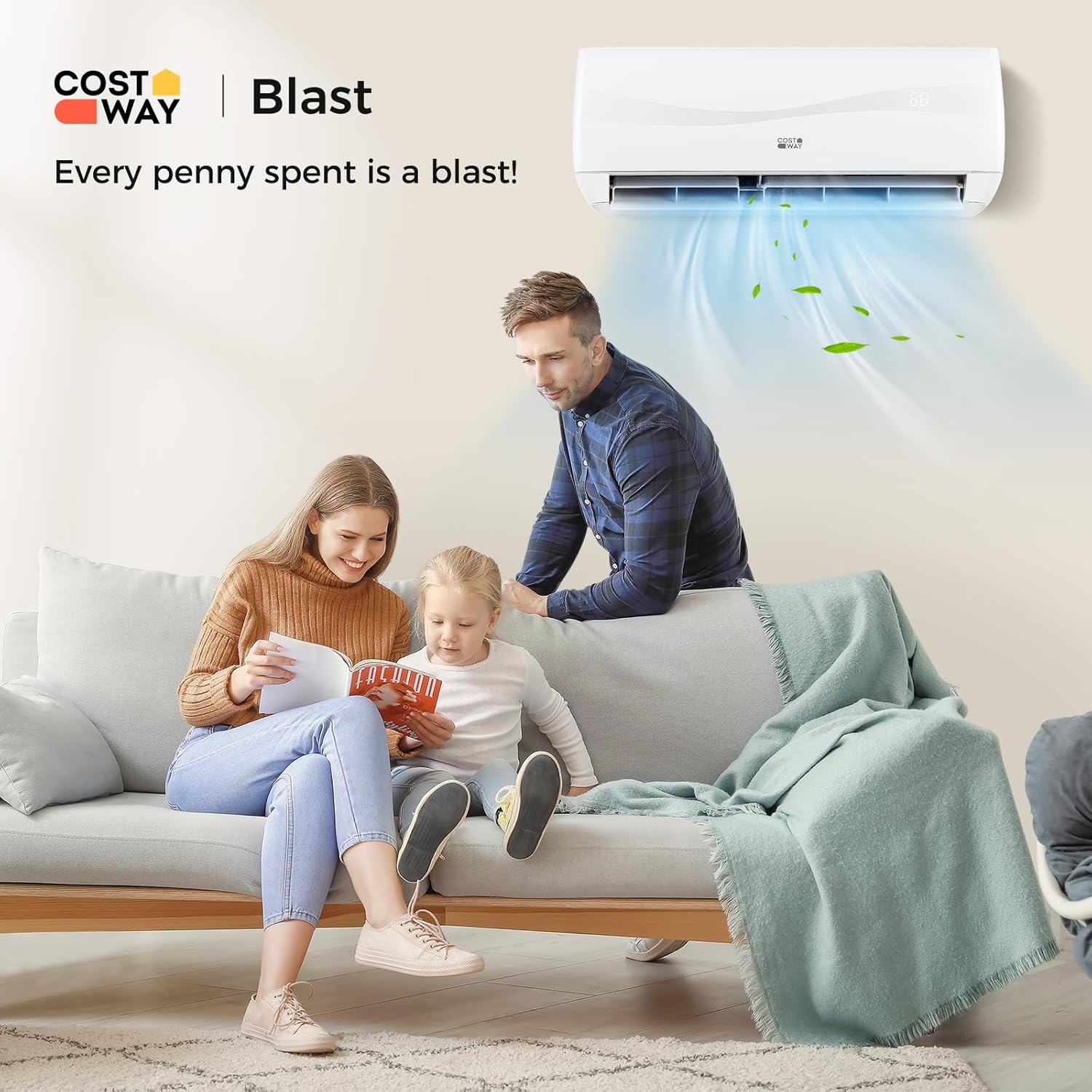 COSTWAY 12000BTU Mini Split Air Conditioner& Heater, 20 SEER2 115V Wall-Mounted Ductless AC Unit Cools Rooms up to 750 Sq. Ft, Energy Efficient Inverter AC with Heat Pump (Blast Series) wourant