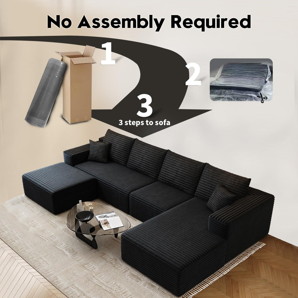107.5 inch Cloud Modular Sectional Sofa with L-Shaped Chaise Lounge, Modern Minimalist Upholstered Sofa Deep Seating Corner Sofa wourant