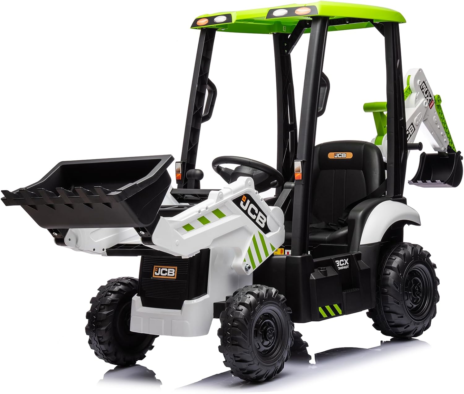 12V JCB Ride On Excavator, Ride on Toys for Kids 4-8, Electric Car for Kids with Tractor, Bulldozer, Digging Arm, Backhoe Toy Car with Slow Start/Stop, Adjustable Speeds wourant