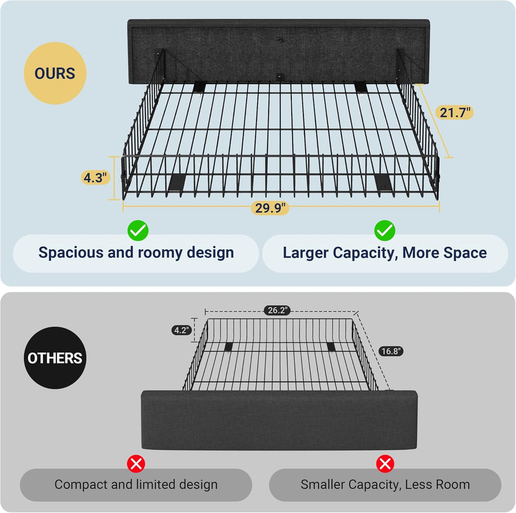 Allewie Upholstered Queen Size Platform Bed Frame with 4 Storage Drawers and Headboard wourant