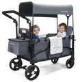 Stroller Wagon for Kids, Wagon Stroller Toddlers 2 Seaters, All-Terrain Baby Wagon Outdoor with Canopy, Parent Organizer, Adjustable Handle & Pull Bar for Infants and Toddlers, Gray wourant