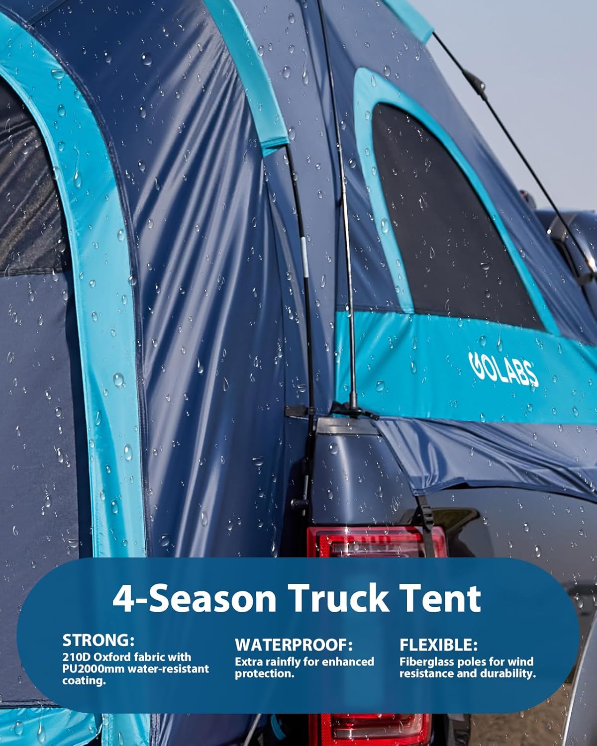 Golabs Truck Bed Tent for 5.5-6.5 Ft Bed, 5-Minute Easy Setup by Pre-Assembled Design, Waterproof PU2000mm, 2-Person Portable with Extra Rainfly Cover for Camping & Outdoor, Includes Storage Bag wourant