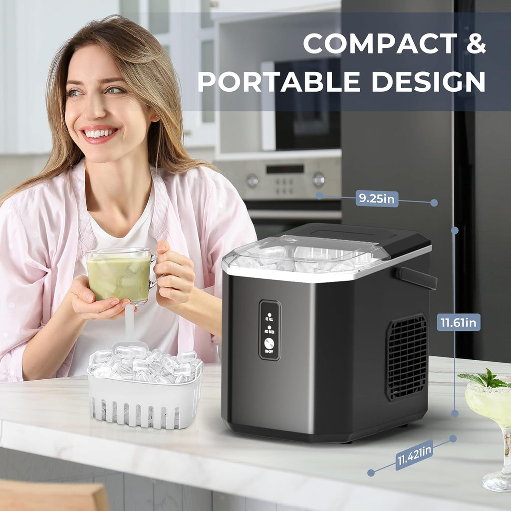 EUHOMY Nugget Ice Maker Countertop, Ready in 8 Mins, 35lbs/24H, Self-Cleaning, Portable Ice Makers Machine with Ice Scoop & Basket, Sonic Ice Maker with Chewable Pellet Ice for Home/Party/RV/Camping wourant