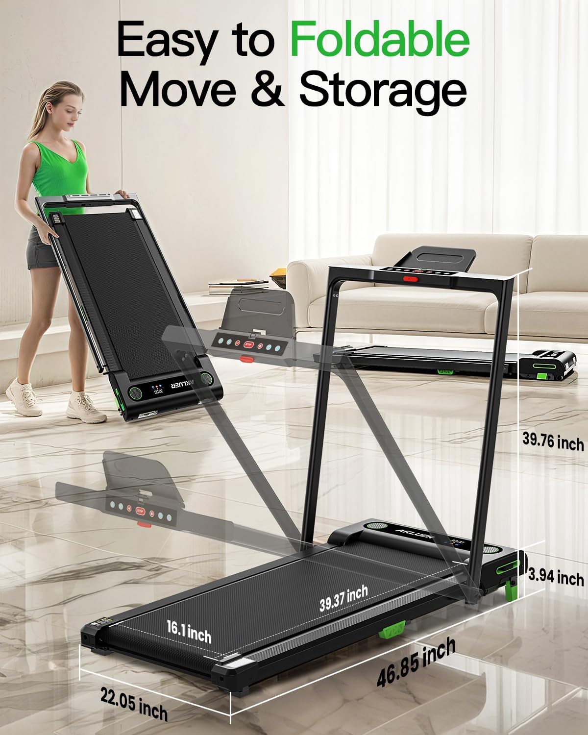 Akluer Inclined Home Treadmill 2.5 HP Small Under-Desk Treadmill with Remote Control and LED Display wourant