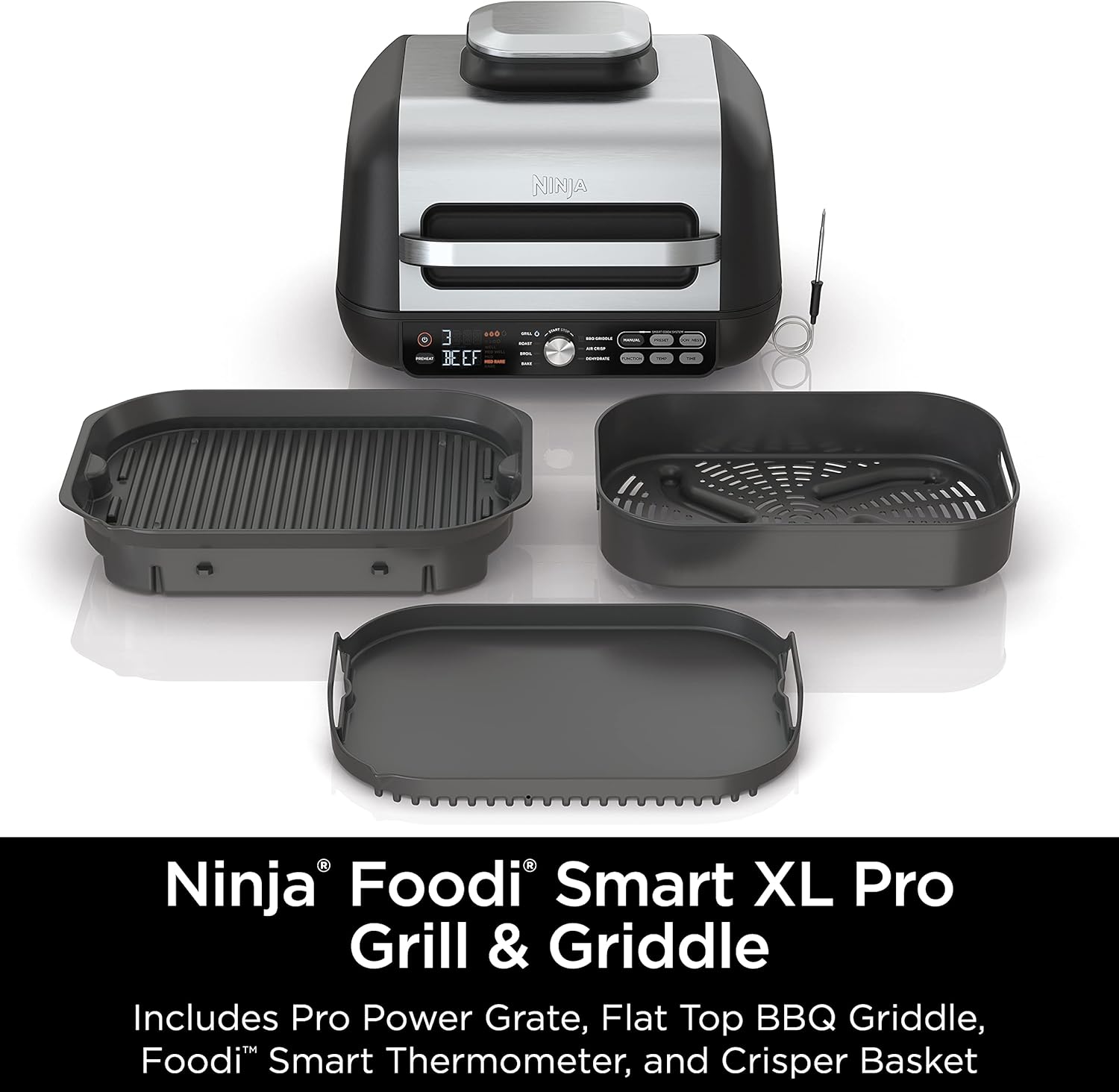 Ninja Foodi Smart XL 6-in-1 Indoor Grill with Air Fry, Bake, Roast, Broil, and Dehydrate, Smart Thermometer wourant