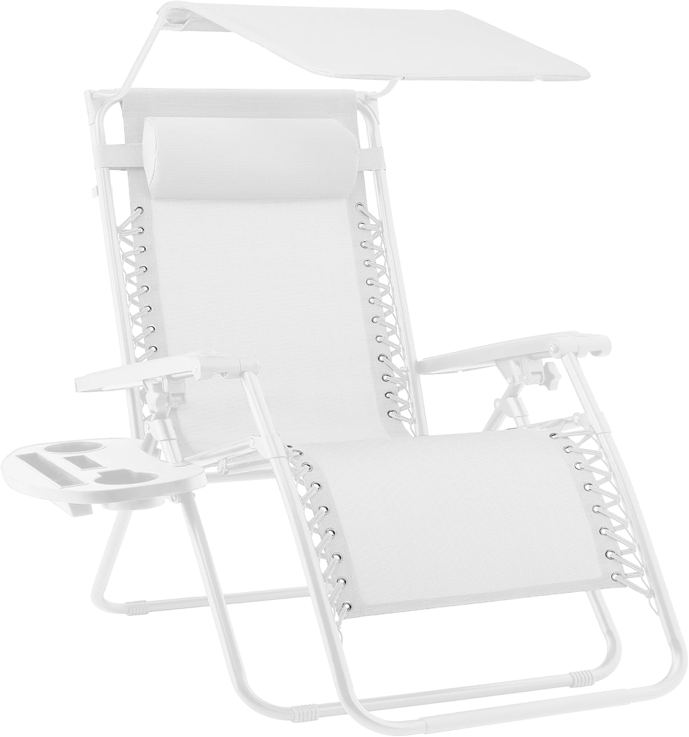 Best Choice Products Folding Zero Gravity Outdoor Recliner Patio Lounge Chair w/Adjustable Canopy Shade, Headrest, Side Accessory Tray, Textilene Mesh - Peacock Blue wourant