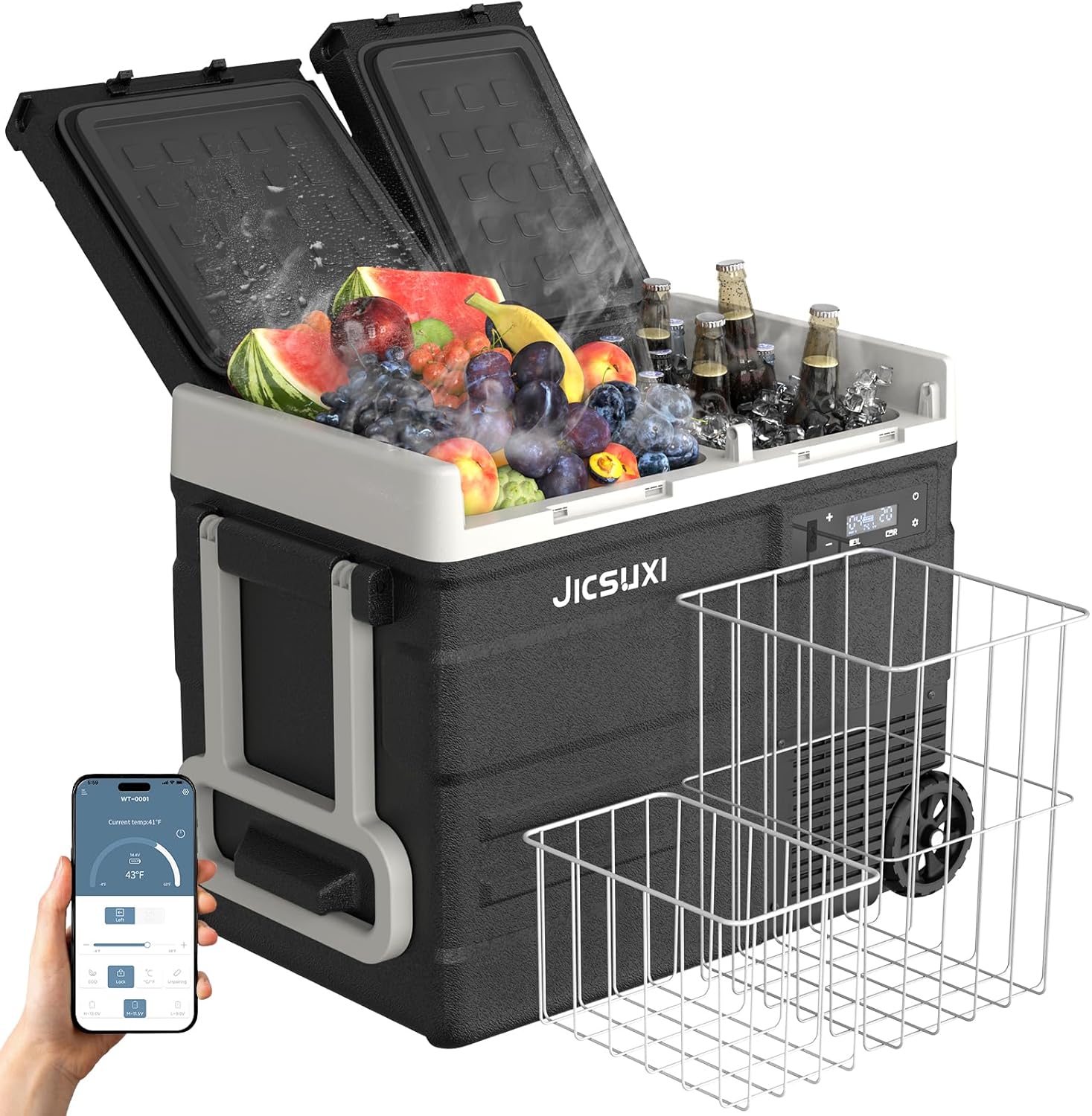 12V Car Refrigerator, 17 Quart Portable Freezer 12 Car Fridge (-4F~68F) Compressor Electric Cooler with 12/24V DC 110-240V AC, APP Control For Car Truck RV Camping, Travel Outdoor Home wourant