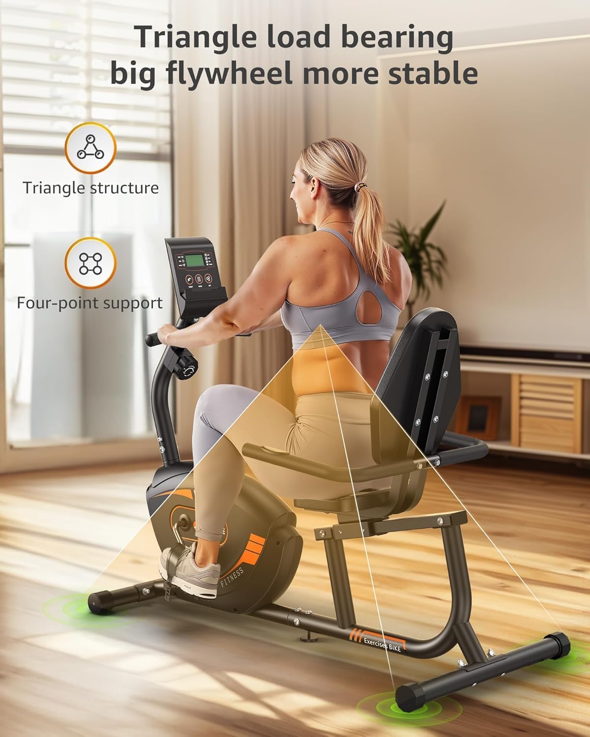 JEEKEE Recumbent Exercise Bike for Adults Seniors - Indoor Magnetic Cycling Fitness Equipment for Home Workout Black wourant