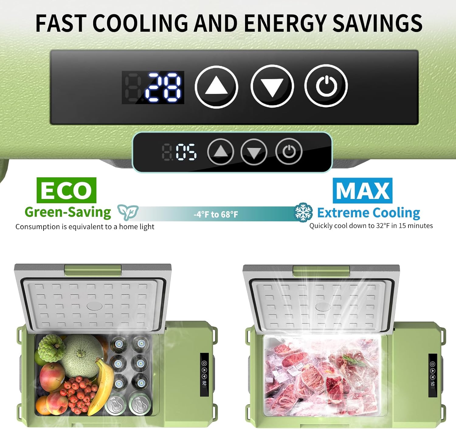 12V Car Refrigerator, 17 Quart Portable Freezer 12 Car Fridge (-4F~68F) Compressor Electric Cooler with 12/24V DC 110-240V AC, APP Control For Car Truck RV Camping, Travel Outdoor Home wourant
