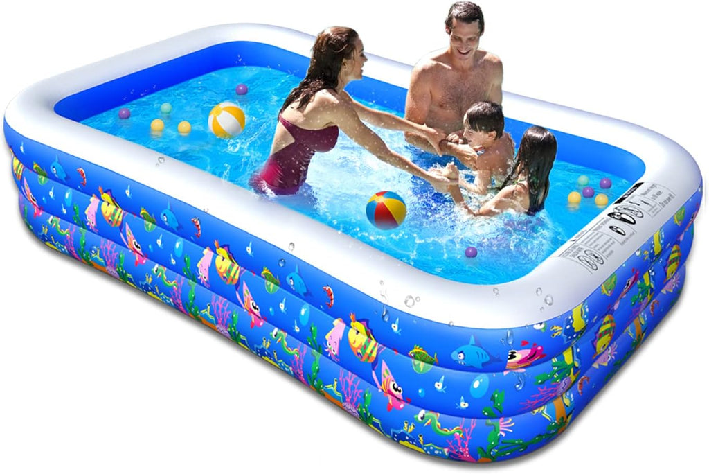 Inflatable Swimming Pool, 120" x 72" x 22" Kiddie Pools, Family Lounge Pools Thickened Above Ground Family Pool for Summer Water Party, Backyard, Garden Lawn, Blue wourant
