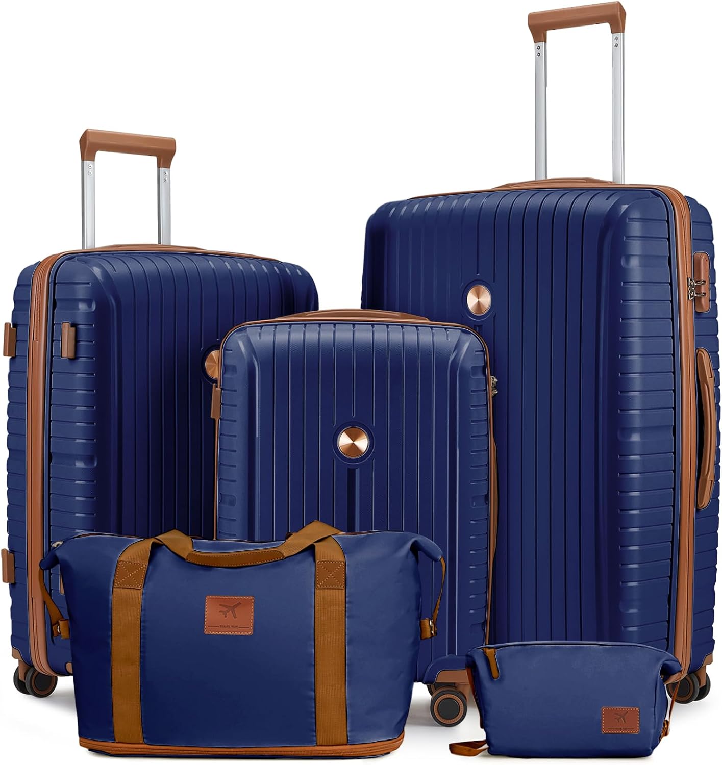 5-piece PP hardshell lightweight travel carry-on luggage set with dual spinner wheels and TSA lock wourant