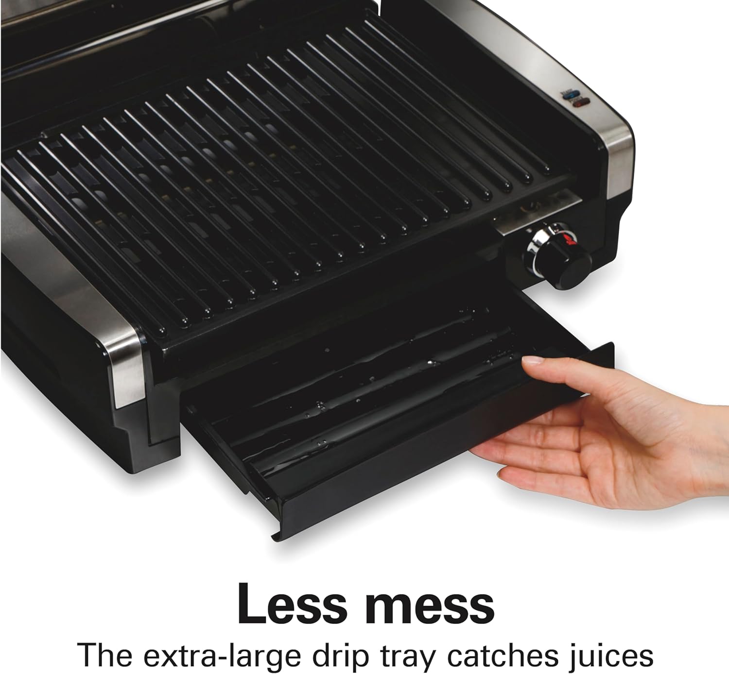 Electric Indoor Searing Grill with Viewing Window & Adjustable Temperature Control to 450F, 118 sq. in. Surface Serves 6, PFAS-Free Removable Nonstick Grate, Stainless Steel wourant