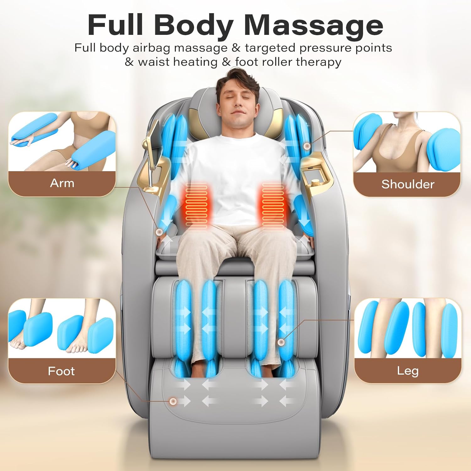 Full Body Massage Chair, 160° Zero Gravity Recliner with Body Scan, 50" SL Track Shiatsu Massage Chair, Spot Massage, Foot Roller wourant