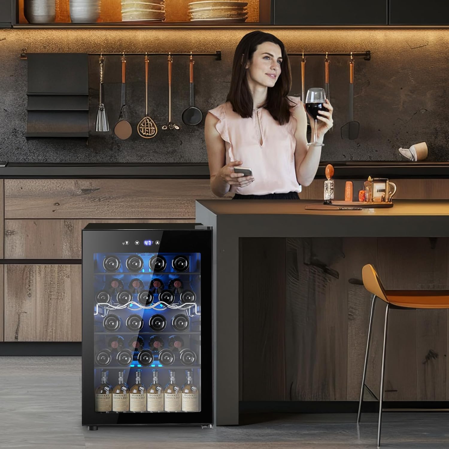 Mini Fridge 130 Can Beverage Refrigerator Cooler, 3.2 Cu.Ft Drink Fridge for Soda Wine Beer, Adjustable Temperature Control for Home Office, Black wourant