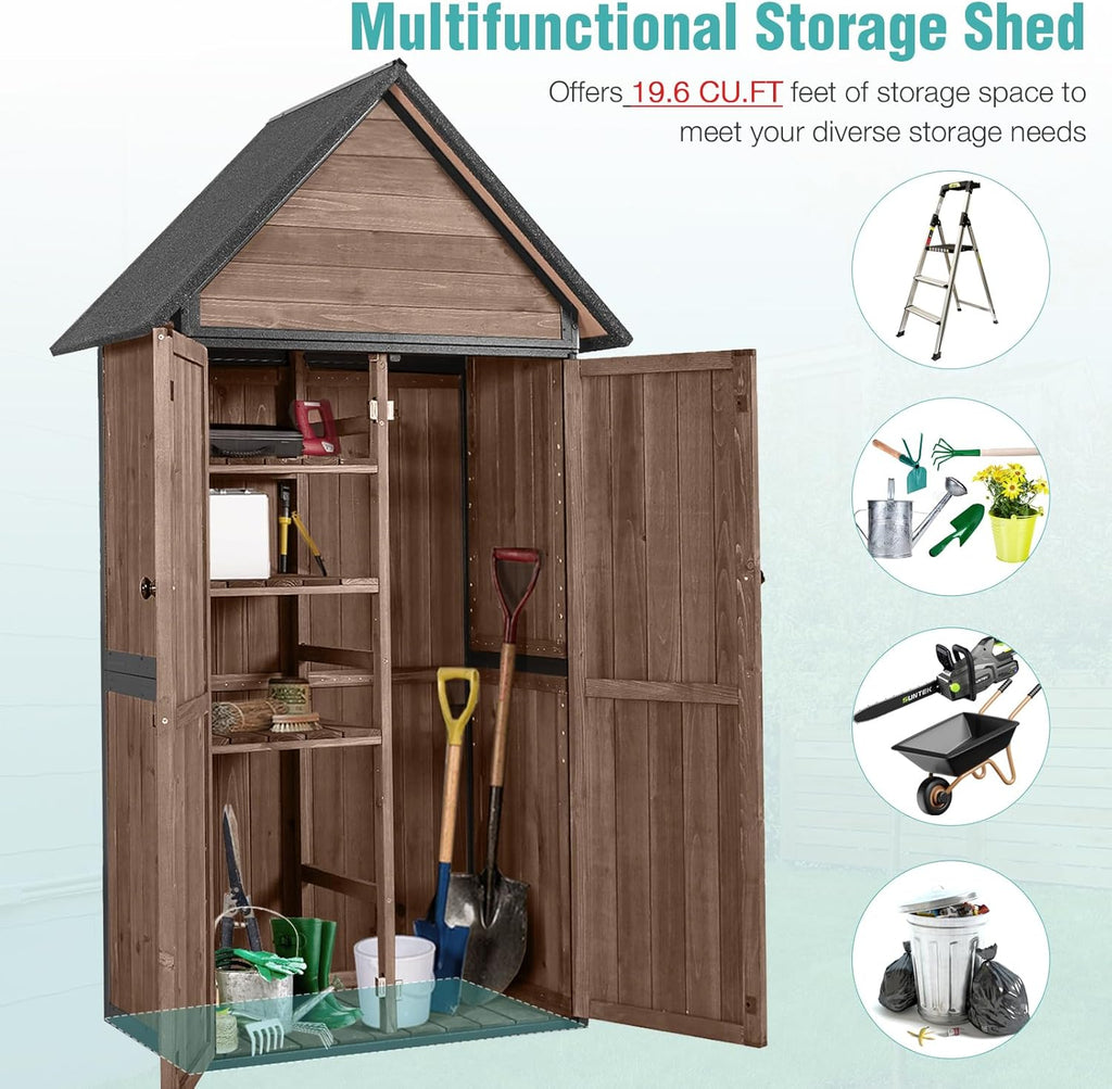 Sheds Outdoor Storage Garden Shed with Metal Frame Structure and Adjustable Shelves wourant