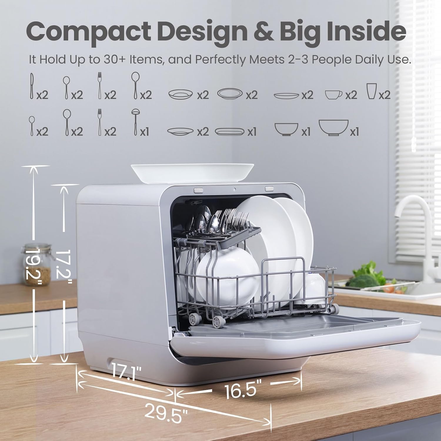 COMFEE' Portable Mini Dishwasher Countertop with 5L Built-in Water Tank wourant