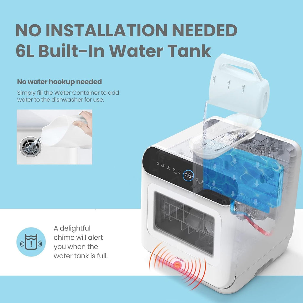 COMFEE' Portable Mini Dishwasher Countertop with 5L Built-in Water Tank wourant