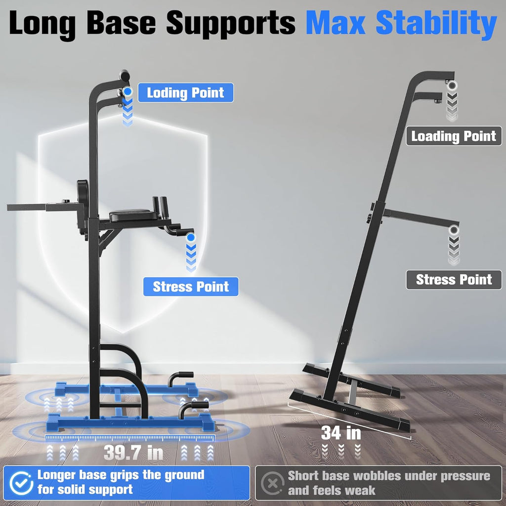 Sportsroyals Power Tower Pulp Up Bar Station, 450 lbs stable suspended immersion tilt station wourant