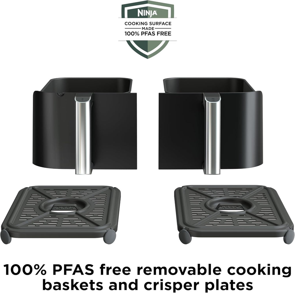 Ninja Foodi 10QT 6-in-1 DualZone Smart XL Air Fryer, 2 Independent 5QT Baskets, Smart Cook Thermometer, Match Cook, Smart Finish, Air Fry, Roast, Bake, Dehydrate, Reheat, Grey, DZ550 wourant