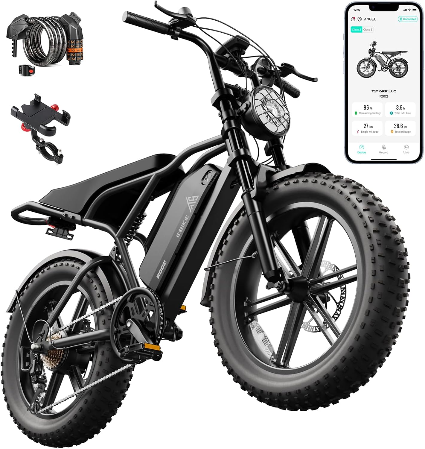 Electric Bike for Adults 1500W Peak 20" Fat Tire All-Terrain E-Bike 60/110 Miles 28 MPH Electric Dirt Bike