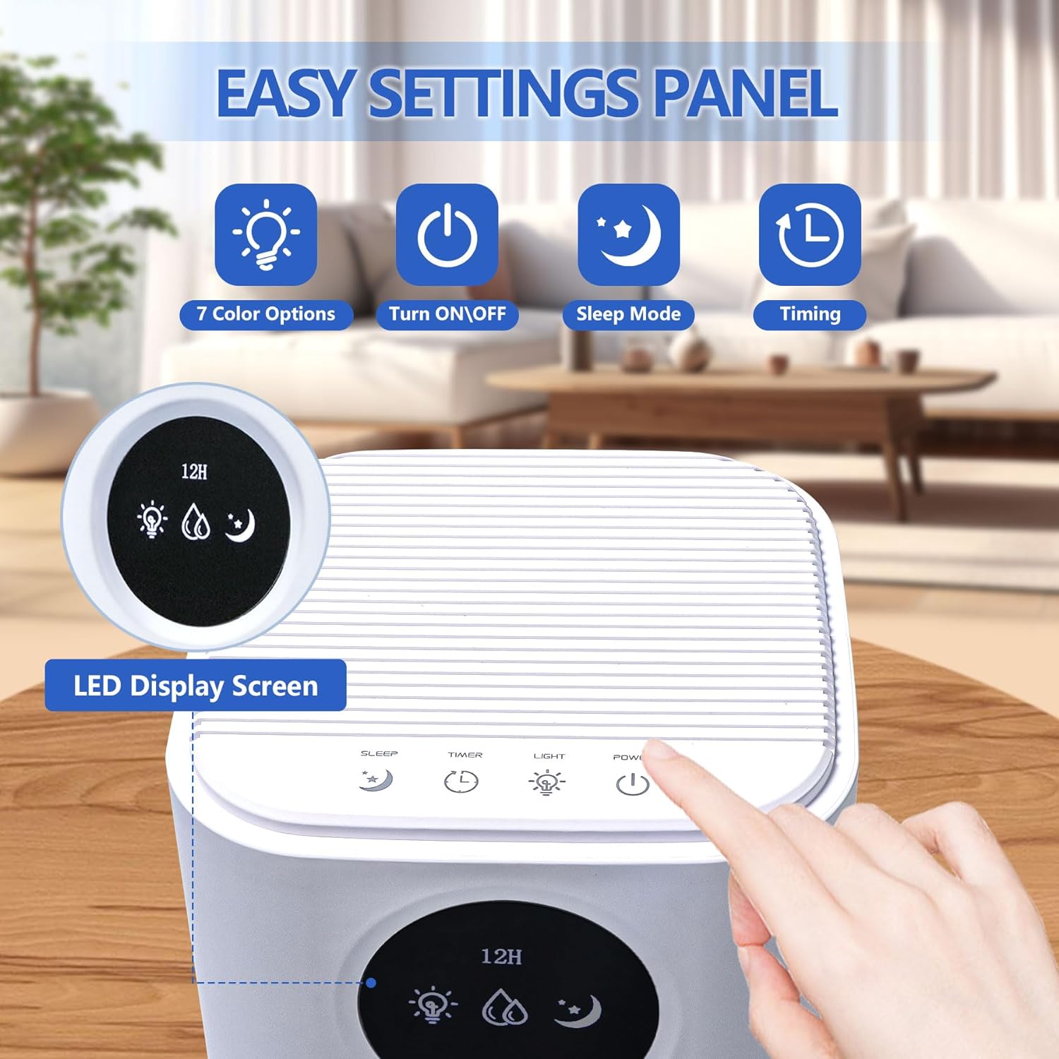 Dehumidifier,2 in 1 Humidifier Dehumidifier Combo,102 OZ Water Tank Dehumidifiers for Home Bedroom,Basement Bathroom,Auto Shut Off,Sleep Mode,7 Colors LED Light wourant