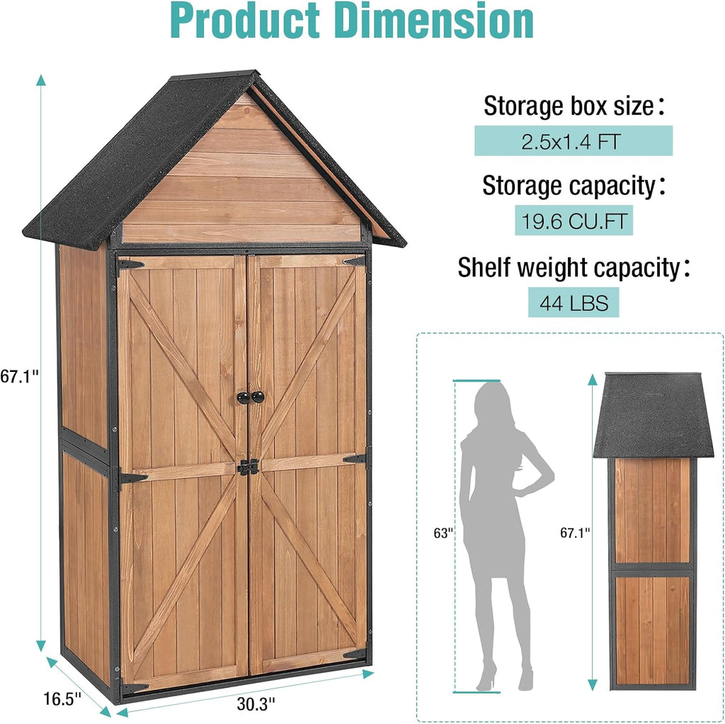 Sheds Outdoor Storage Garden Shed with Metal Frame Structure and Adjustable Shelves wourant