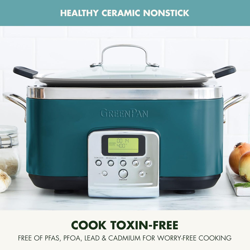 8-in-1 Programmable 6QT Electric Slow Cooker with Dishwasher-Safe Lid and Removable Base wourant
