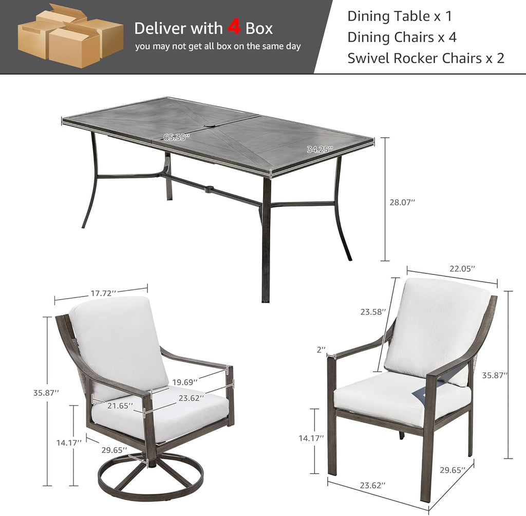 NATURAL EXPRESSIONS 5-Piece Outdoor Patio Dining Set 4pcs Patio Swivel Rocking Chairs wourant