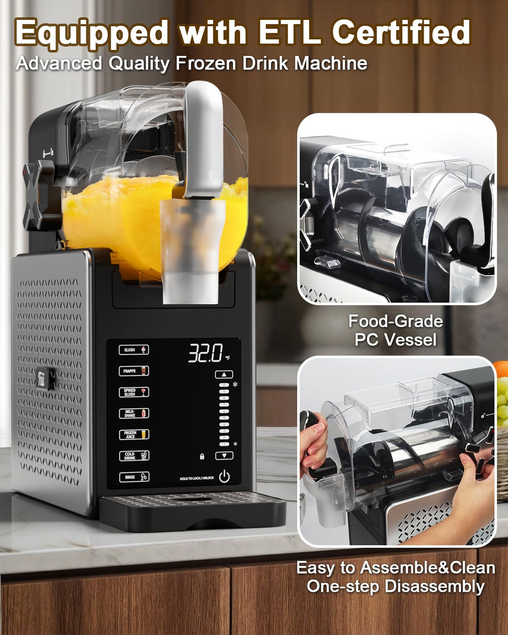 Fiii Slushie Machine 92 oz, Slushy Machine for Home, 6 Preset Programs, Quiet Operation, LED Display, Auto-Clean, No Ice Needed, Perfect for Milkshakes, Margarita Smoothie, Frappes and More wourant