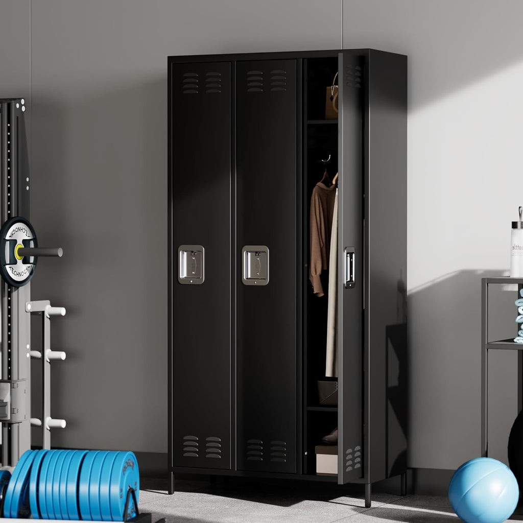 GAOMON Locker for Employees, 6 Doors Locker Cabinet with Hooks, Storage Locker for Home, Office, Gym, School, Assembly Required, Black wourant