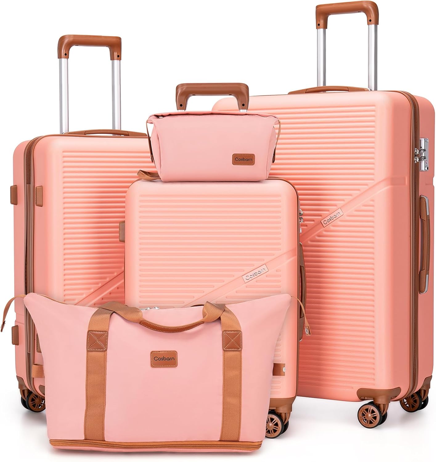 5-Piece Luggage Set with Spinner Wheels, Hard-Shell ABS Luggage Set with Tsa Lock, Lightweight Hard-Shell Waterproof Travel Case, Unisex, Gray wourant