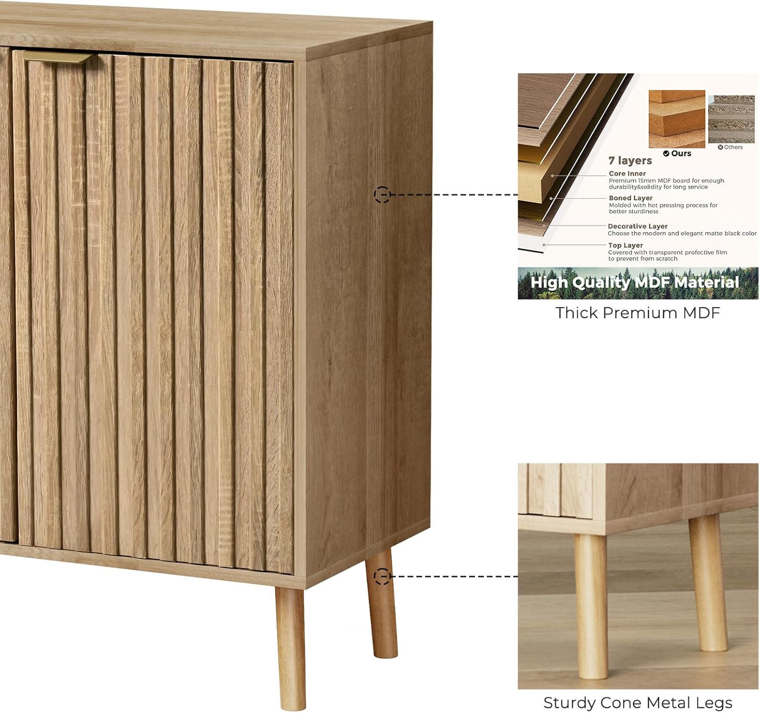 Free Standing Cabinet Black Wood for Living Room, Bedroom, Dining Room, Hallway, Entryway wourant
